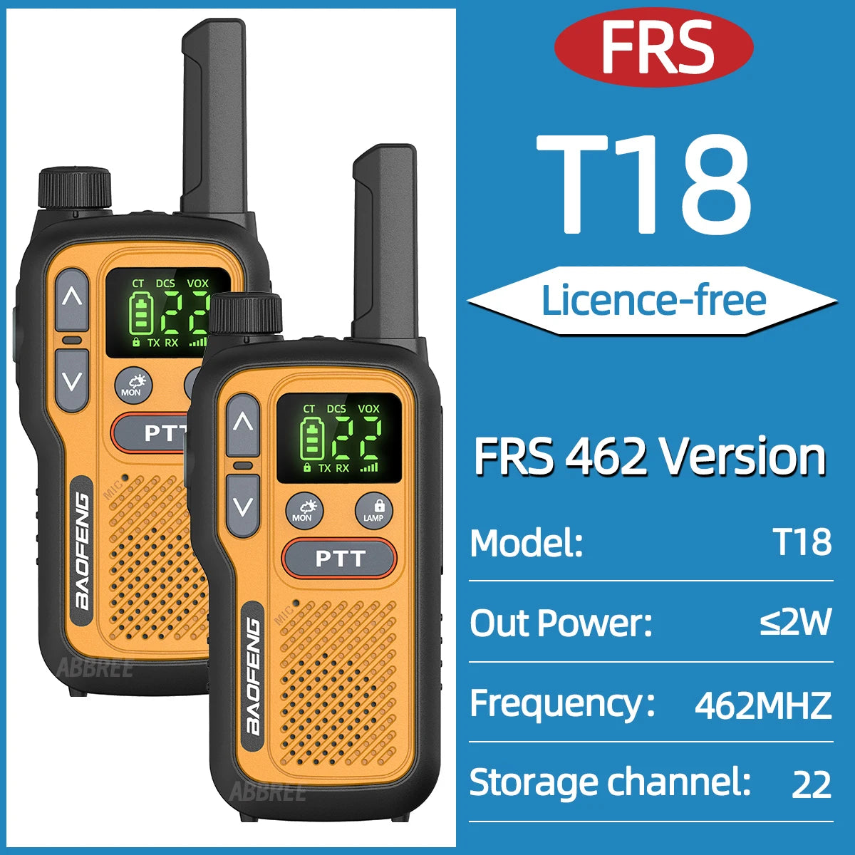 Pack 2 Talkies-Walkies PMR/FRS Sans Licence – Double PTT, VOX, USB-C, Alerte Météo