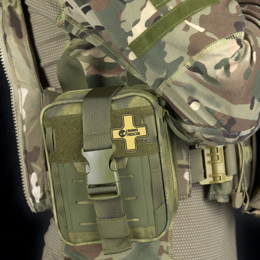 RHINO RESCUE CMS-Mini – Pack EDC Tactique Premiers Secours 10 Pièces, Vert Militaire