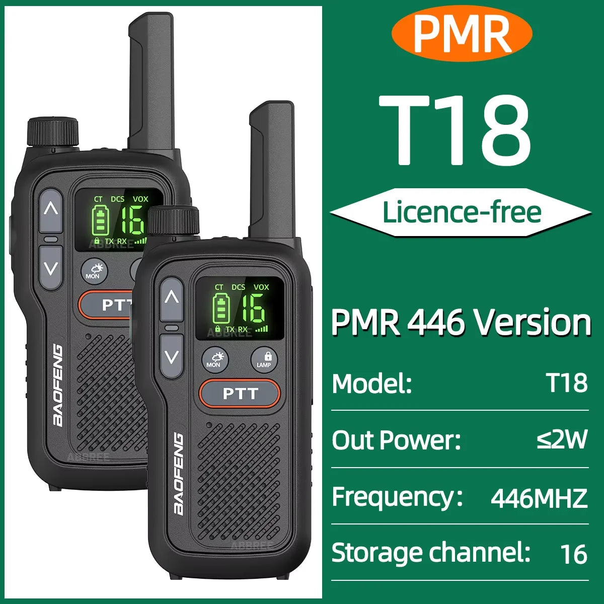 Pack 2 Talkies-Walkies PMR/FRS Sans Licence – Double PTT, VOX, USB-C, Alerte Météo