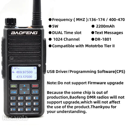 Talkie-Walkie Baofeng DR-1801UV - DMR Longue Portée Dual Band - BLACKBEARD OUTDOOR INDUSTRIES