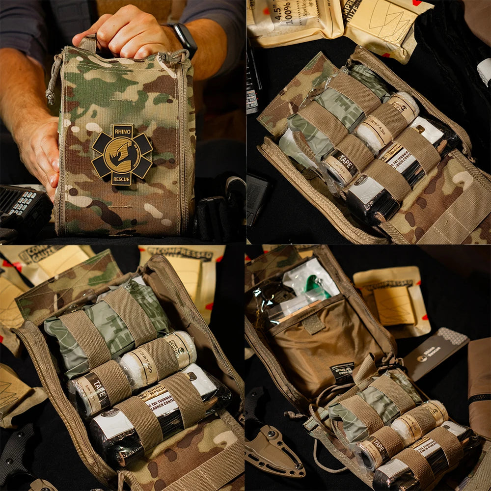 RHINO RESCUE Poche IFAK Tactique MOLLE – Nylon 500D, Premiers Secours Outdoor