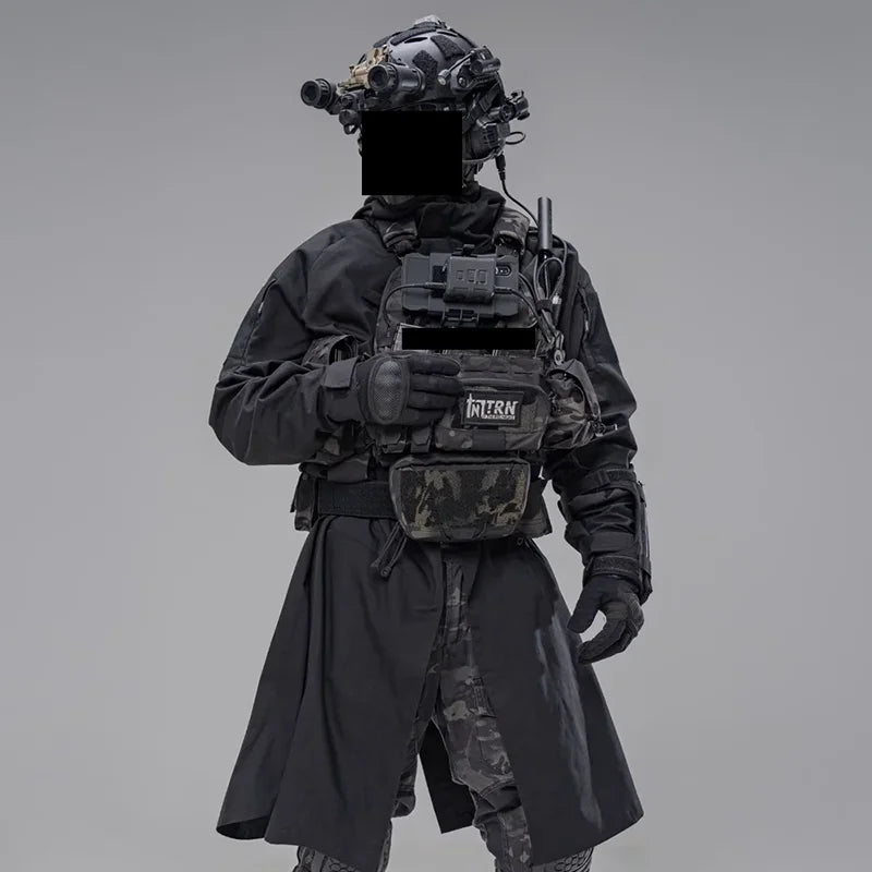 Manteau tactique à capuche homme : trench long coupe-vent en coton-polyester - BLACKBEARD OUTDOOR INDUSTRIES