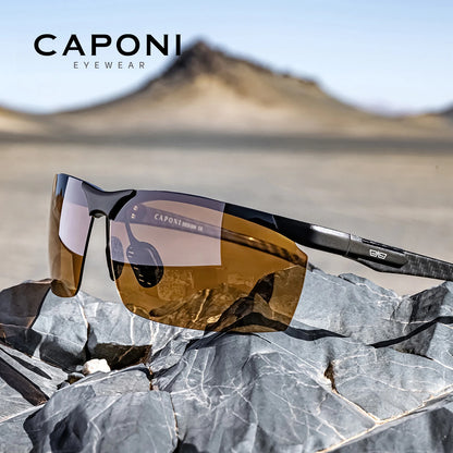 CAPONI Lunettes Photochromiques Vision Nocturne – Verres UV400 HD, Branches Carbone | Conduite, Sport, Pêche