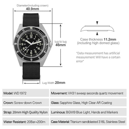 Montre militaire tactique Watchdives WD1972