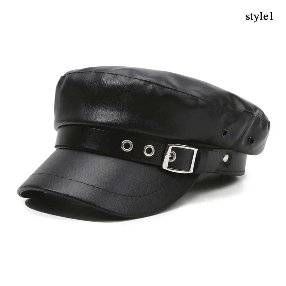 Casquette gavroche femme en simili cuir PU