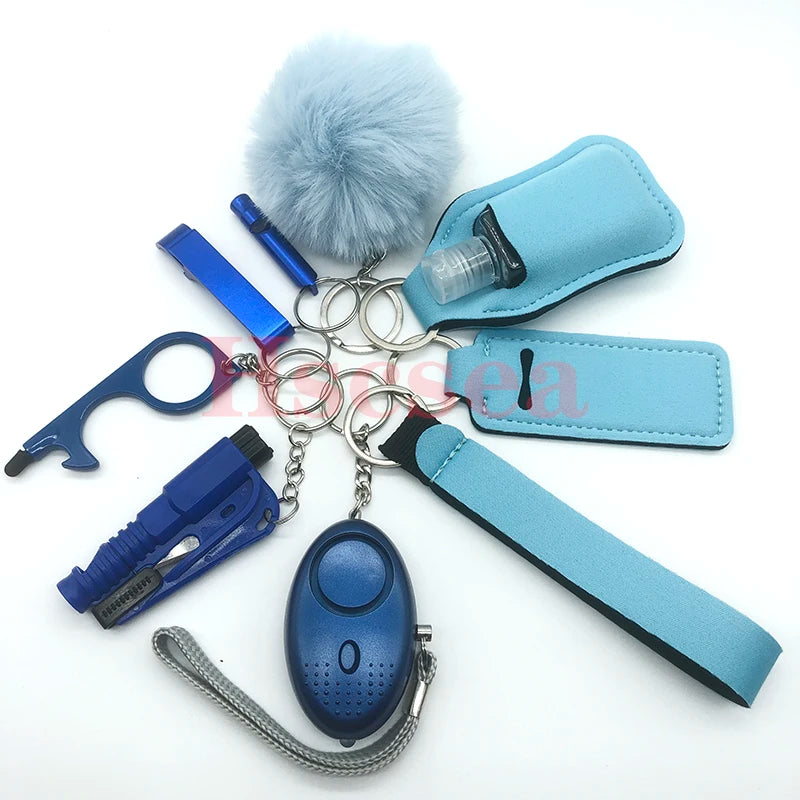 Kit porte-clés de sécurité femme 10 pièces avec dragonne