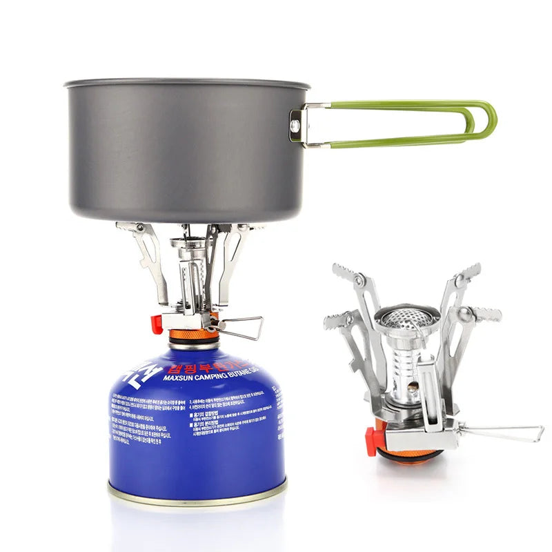 Réchaud Camping Tout-en-Un Alliage Aluminium – Convertisseur Gaz Inclus Randonnée & Bivouac