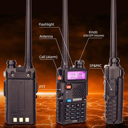 BAOFENG UV-5R 8W – Talkie-Walkie Double Bande VHF/UHF, 128 Canaux, Portée 10 km
