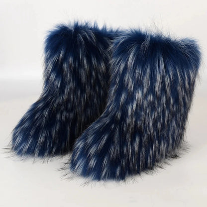 Bottes d’hiver femme fourrées en fausse fourrure