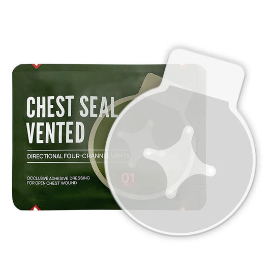 Pansement de Scellement pour Torse Tactique avec 4 Orifices (Vented) - Soins Trauma pour Patch Médical de Scellement Thoracique IFAK BLACKBEARD OUTDOOR INDUSTRIES