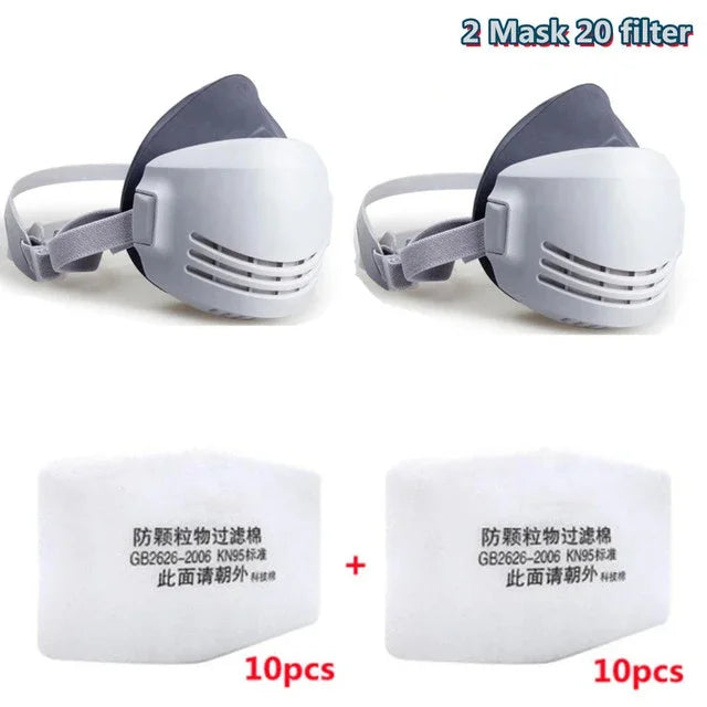 Masque Anti-Poussière avec 20 Filtres en Coton - Respirateur Demi-Visère pour Protection Contre la Poussière, Brouillard, Fumée et Gaz - Idéal pour l'Industrie, la Construction et le Travail Général BLACKBEARD OUTDOOR INDUSTRIES