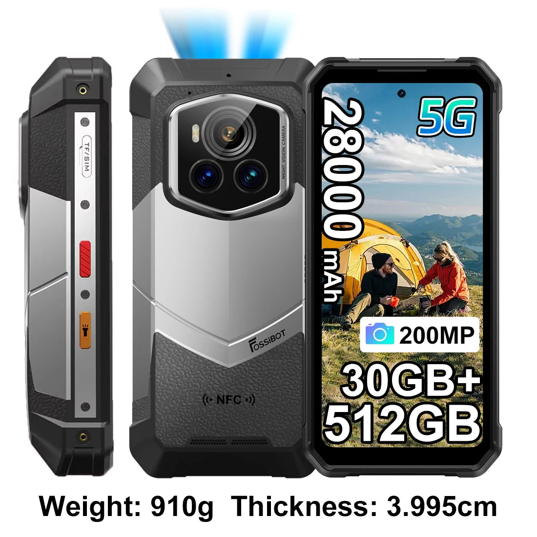 Smartphone Incassable Fossibot F107 Pro 28000mAh Vision Nocturne 5G
