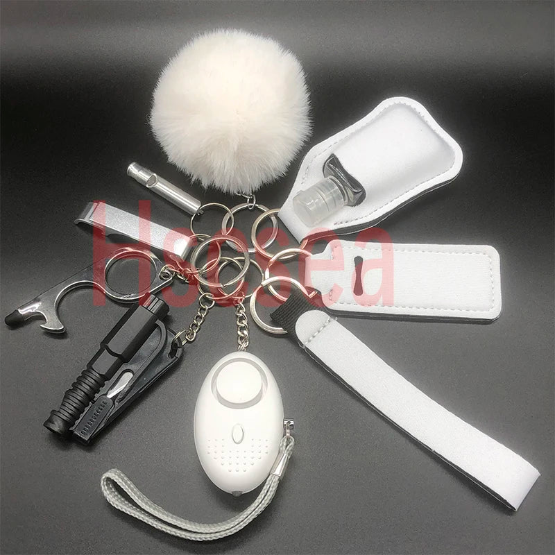 Kit porte-clés de sécurité femme 10 pièces avec dragonne