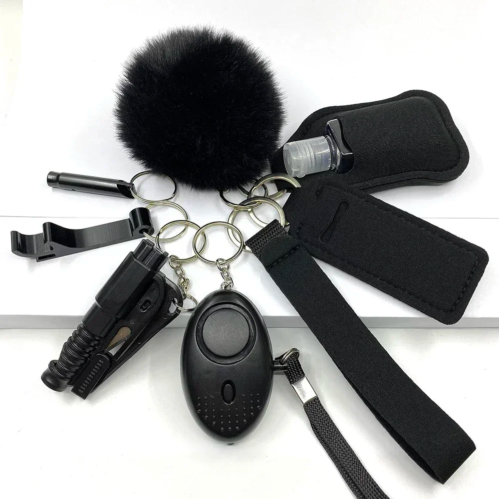 Kit Porte-Clés Défense Personnelle Femme – Alarme Sonore, Bouteille de Voyage, 20 Coloris