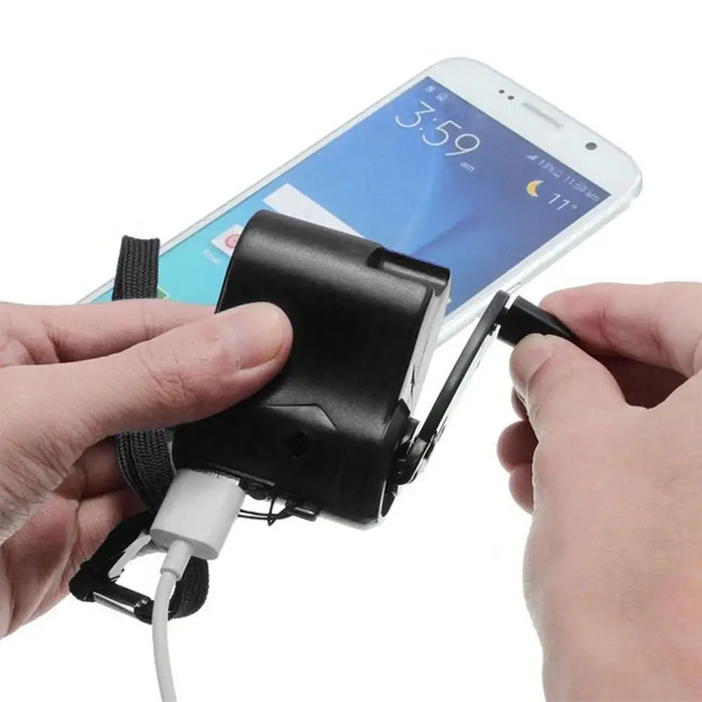 Chargeur USB à manivelle avec éclairage de secours