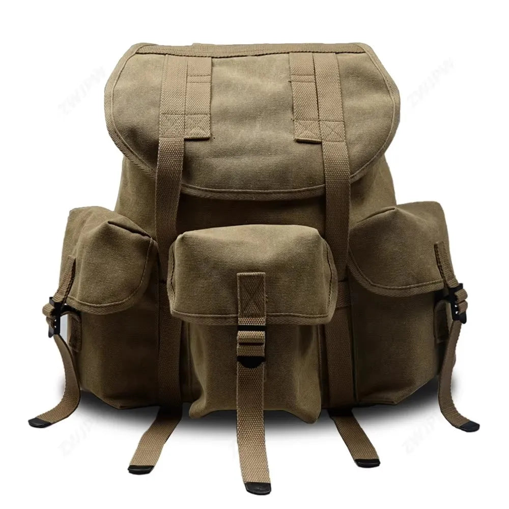 Sac Musette Militaire WW2 – Rucksack Coton Épais Armée Verte