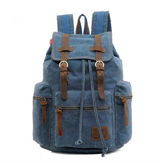 Sac à Dos Toile & Cuir Véritable Homme – Style Rétro Vintage, Compatible Laptop 14" - BLACKBEARD OUTDOOR INDUSTRIES