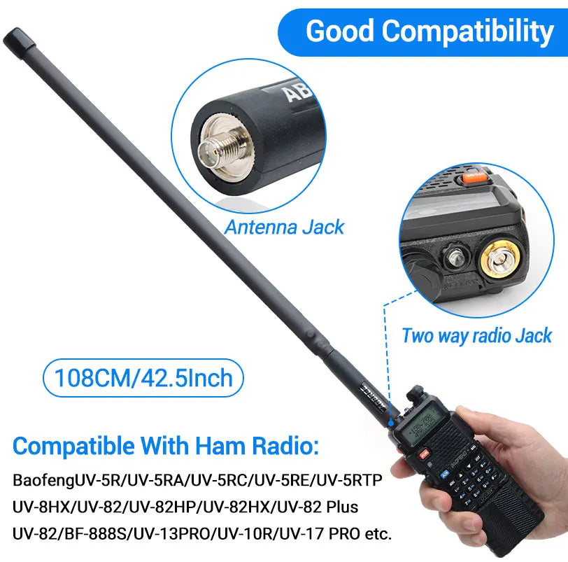 Antenne Tactique Pliable ABBREE AR-152A SMA-Female – VHF/UHF 144/430MHz – Pour Radios Baofeng / UV-5R / UV-82 / UV-13 PRO / Quansheng K5 - BLACKBEARD OUTDOOR INDUSTRIES