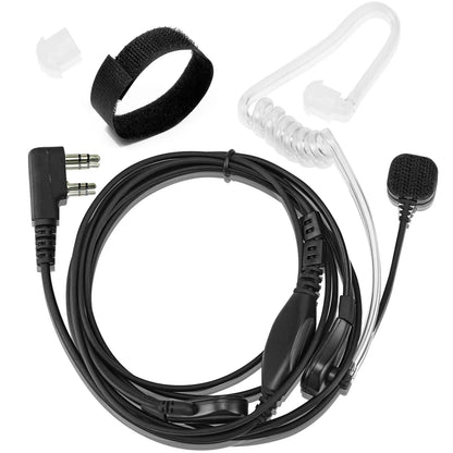Oreillette Tactique PTT 2 Broches – Compatible Baofeng, Kenwood, TYT, Wouxun