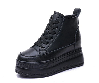 Bottines compensées femme noires à semelle épaisse