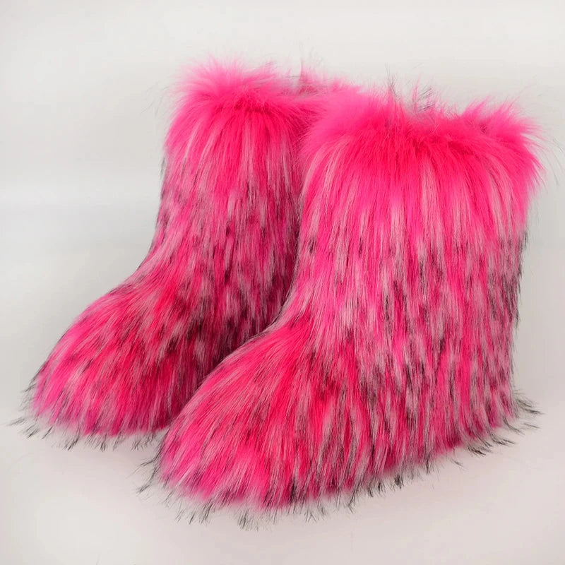 Bottes d’hiver femme fourrées en fausse fourrure