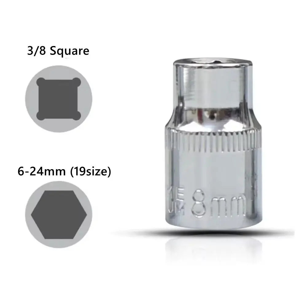 Douille Carrée 6–24 mm — Embout 3/8" pour Clé à Cliquet ou Clé à Chocs - BLACKBEARD OUTDOOR INDUSTRIES
