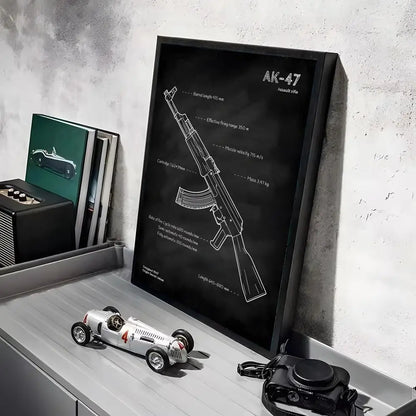 Poster Diagramme d'Armes à Feu Classiques – Affiche Murale HD Waterproof, Décoration Salon, Bureau & Man Cave (Sans Cadre)