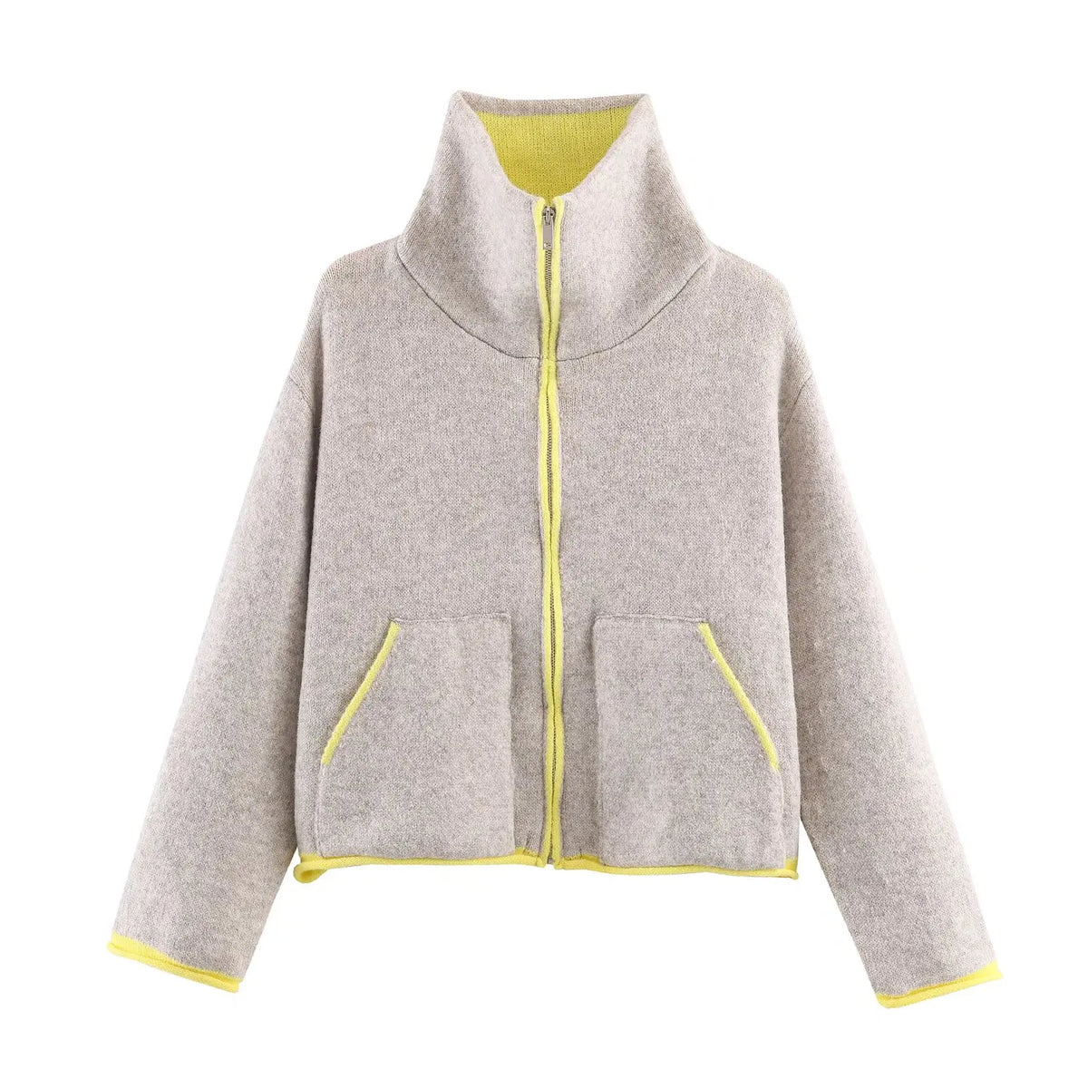 Veste courte femme bicolore zippée à col montant