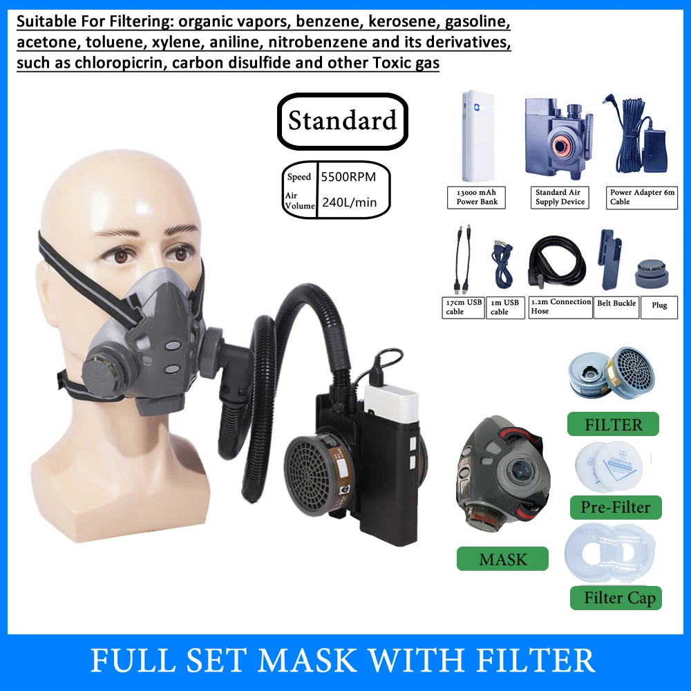Masque demi-visage avec appareil électrique de circulation d’air