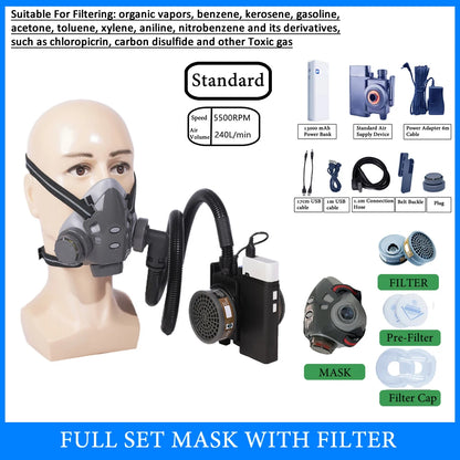 Masque demi-visage avec appareil électrique de circulation d’air