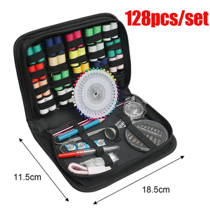 Kit de couture portable 172/128/67/27 pièces avec fils, aiguilles, ciseaux, mètre ruban, boutons et sac de rangement