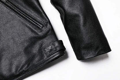 Blouson Homme Moto Classique en Cuir Véritable - BLACKBEARD OUTDOOR INDUSTRIES