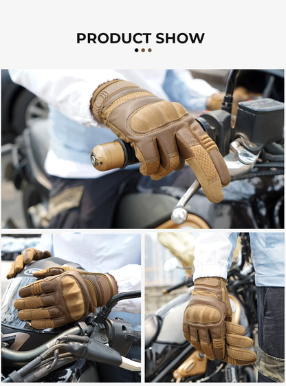 Gants Moto Tactiles en Cuir PU – Protection Totale & Confort Haut de Gamme - BLACKBEARD OUTDOOR INDUSTRIES