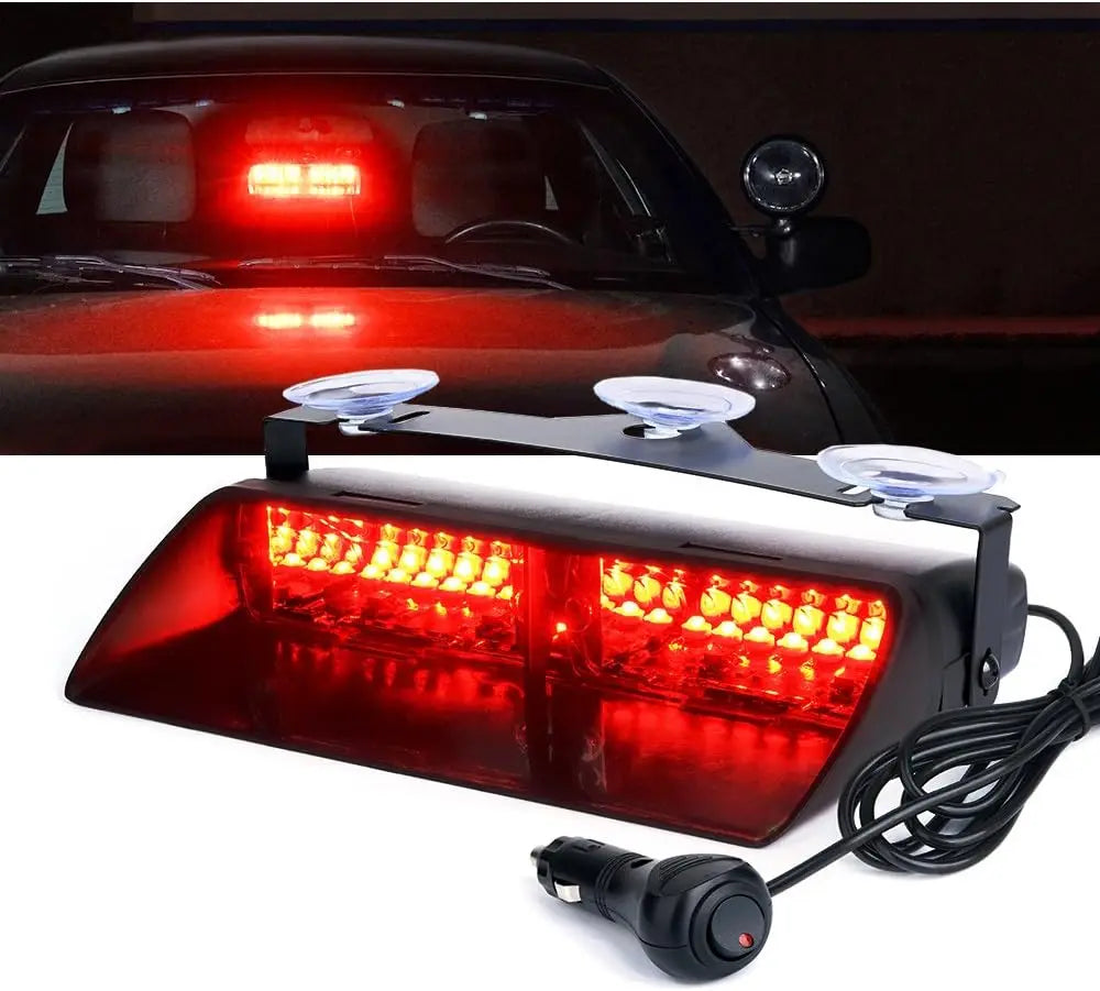 Feux Stroboscopiques LED Police – Barre Lumineuse d'Urgence 16 LED Pare-Brise 12V | 18 Modes Flash - BLACKBEARD OUTDOOR INDUSTRIES