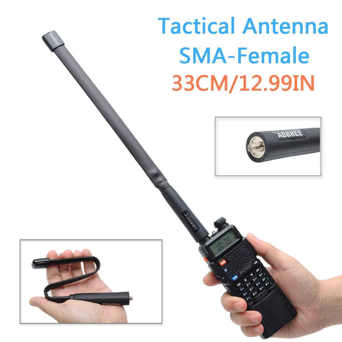 Antenne Tactique Pliable ABBREE AR-152A SMA-Female – VHF/UHF 144/430MHz – Pour Radios Baofeng / UV-5R / UV-82 / UV-13 PRO / Quansheng K5 - BLACKBEARD OUTDOOR INDUSTRIES