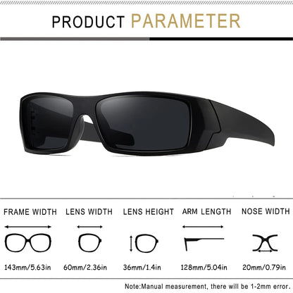 Lunettes Tactiques Polarisées UV400 – Rectangulaires Anti-Reflets | Airsoft, Terrain & Outdoor