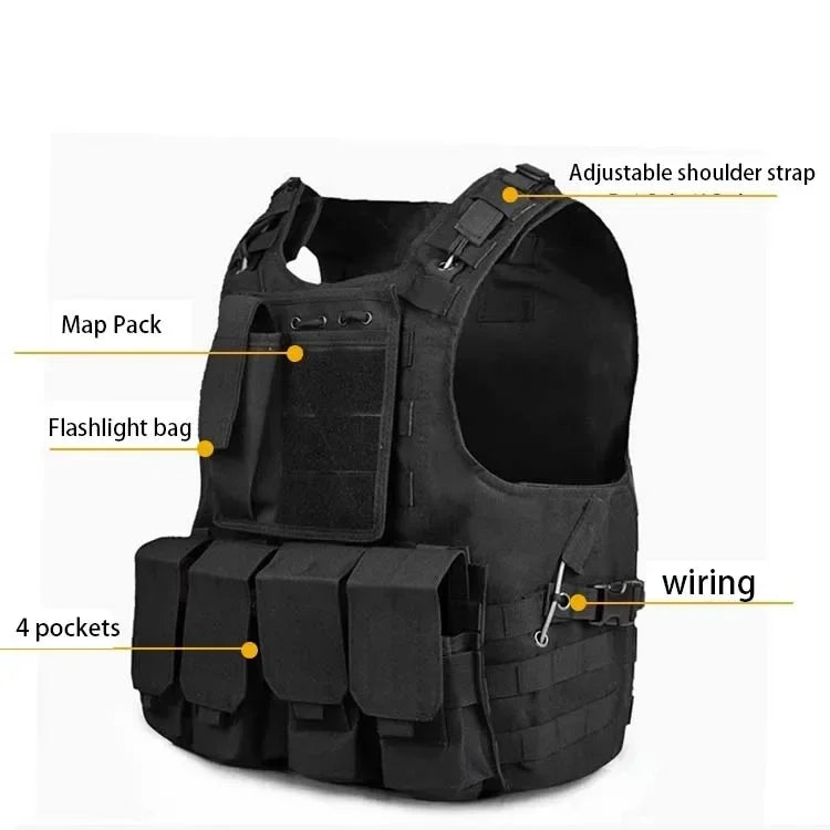 Gilet tactique AUKUPKEE MOLLE ajustable pour la sécurité, le combat, la chasse, et l'entraînement airsoft - BLACKBEARD OUTDOOR INDUSTRIES