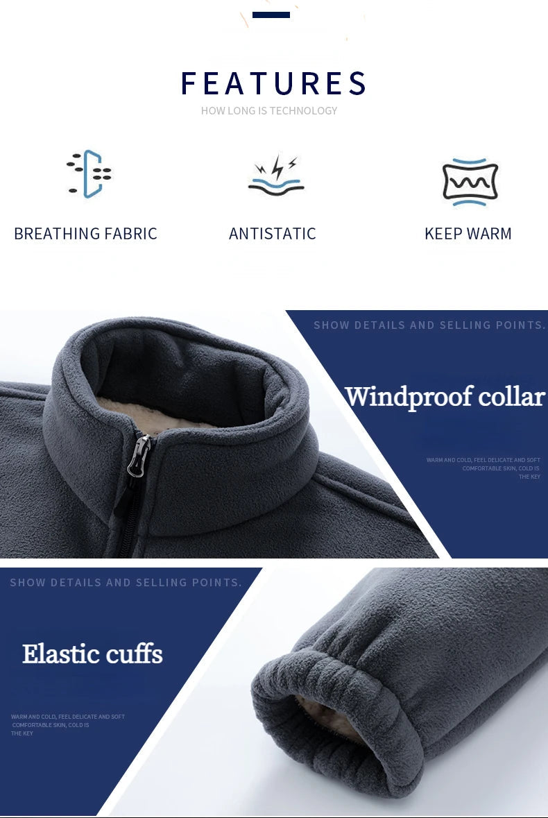 Veste Polaire Plus Size 9XL Hiver - Manteau Doublé Soft Shell pour Homme BLACKBEARD OUTDOOR INDUSTRIES