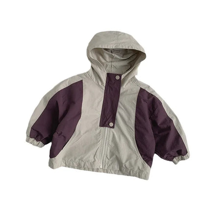 Veste Zippée Enfant À Capuche Patchwork – Manches Longues Printemps