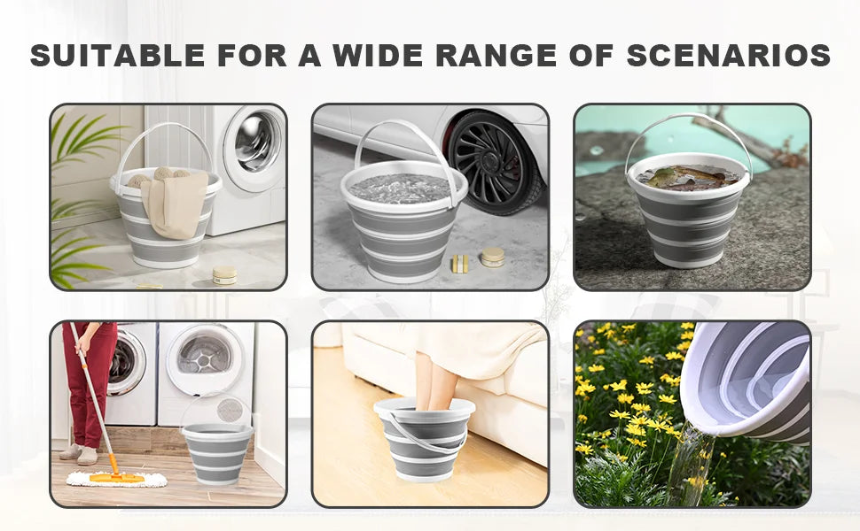 Seau Pliable en Silicone 10L – Seau Multi-Usage pour Pêche, Camping, Lavage de Voiture, Maison - BLACKBEARD OUTDOOR INDUSTRIES