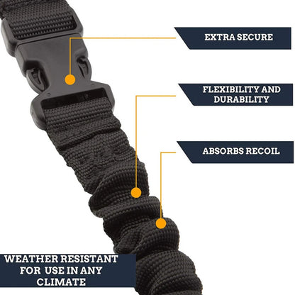 Sangle Tactique 3 Points Ajustable – Nylon Imperméable, Bungee Élastique | Fusil Airsoft & Chasse