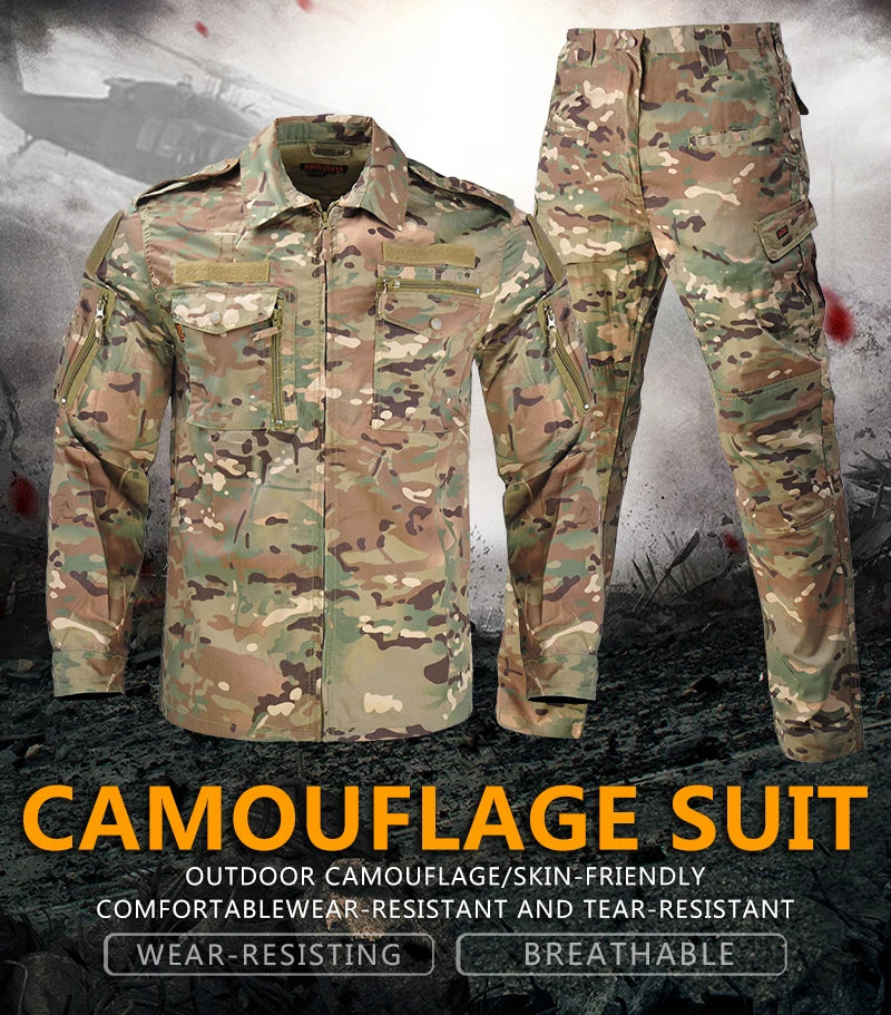 Ensemble Tactique Camouflage – Veste + Pantalon Cargo Multi-Poches Airsoft Chasse Outdoor - BLACKBEARD OUTDOOR INDUSTRIES