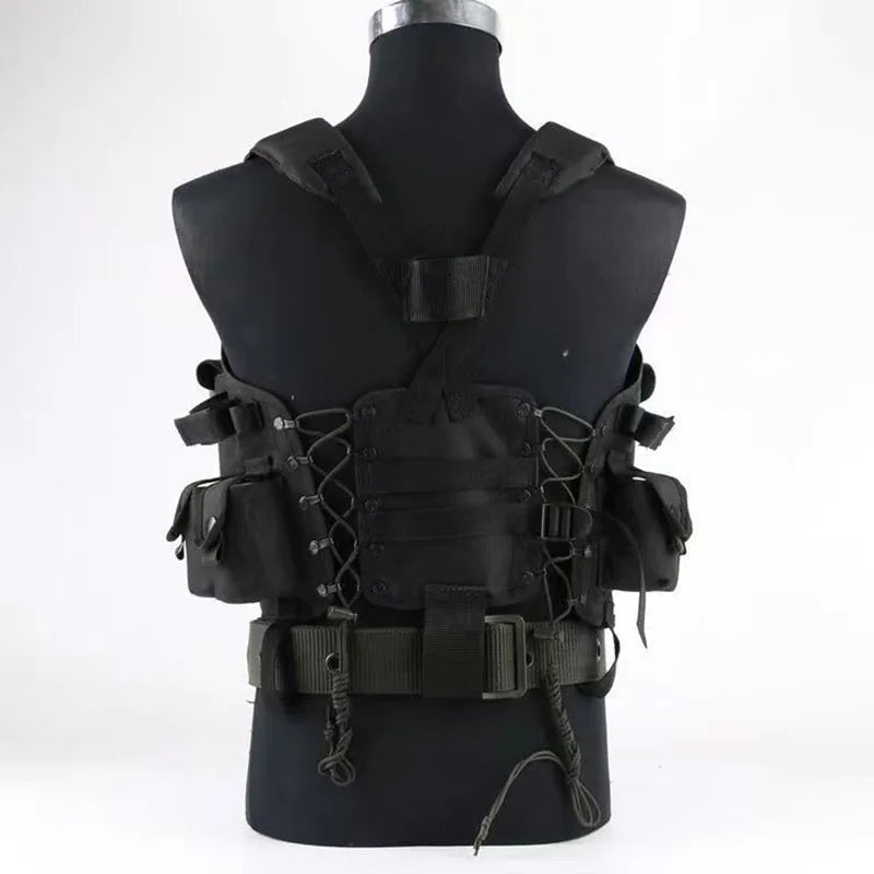 Gilet tactique homme noir en nylon