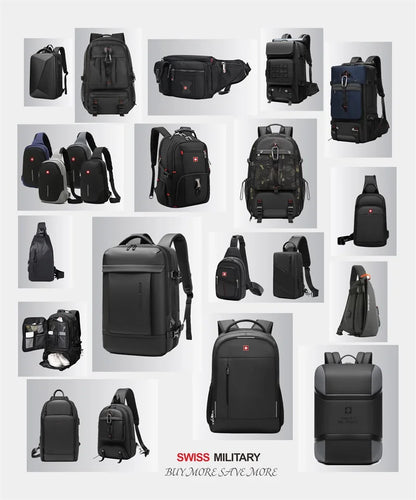 Sac à Dos SWISS 17" pour Ordinateur Portable - Imperméable, avec Port de Charge USB, Multifonction, Style Swiss - Sac de Voyage, de Randonnée et Scolaire - BLACKBEARD OUTDOOR INDUSTRIES