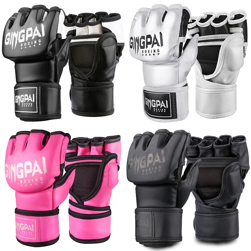 Mitaines MMA Sans Doigts Cuir PU – Gants Sac de Frappe / Kickboxing / Muay Thai – M & L - BLACKBEARD OUTDOOR INDUSTRIES