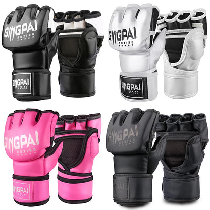 Mitaines MMA Sans Doigts Cuir PU – Gants Sac de Frappe / Kickboxing / Muay Thai – M & L - BLACKBEARD OUTDOOR INDUSTRIES
