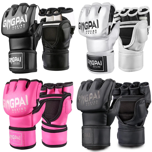 Mitaines MMA Sans Doigts Cuir PU – Gants Sac de Frappe / Kickboxing / Muay Thai – M & L - BLACKBEARD OUTDOOR INDUSTRIES