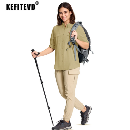Chemise Femme de Randonnée KEFITEVD – Séchage Rapide, Respirante & Anti-UV – Manches Longues Modulables - BLACKBEARD OUTDOOR INDUSTRIES