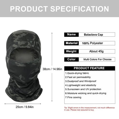 Cagoule Camouflage Multifonction – Masque Intégral Moto, Ski, Chasse, Randonnée