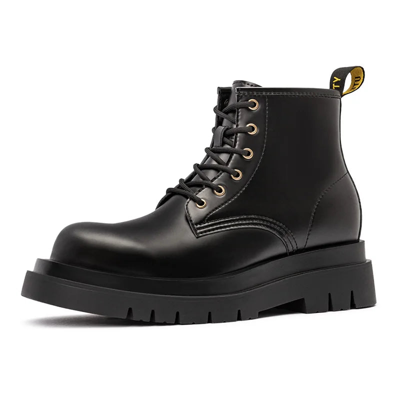 Maden Men's Handmade Cowboy Boots Black Motorcycle Boot British Split Leather TPR Sole Work Safety Boot Mid Outside Shoes BLACKBEARD OUTDOOR INDUSTRIES